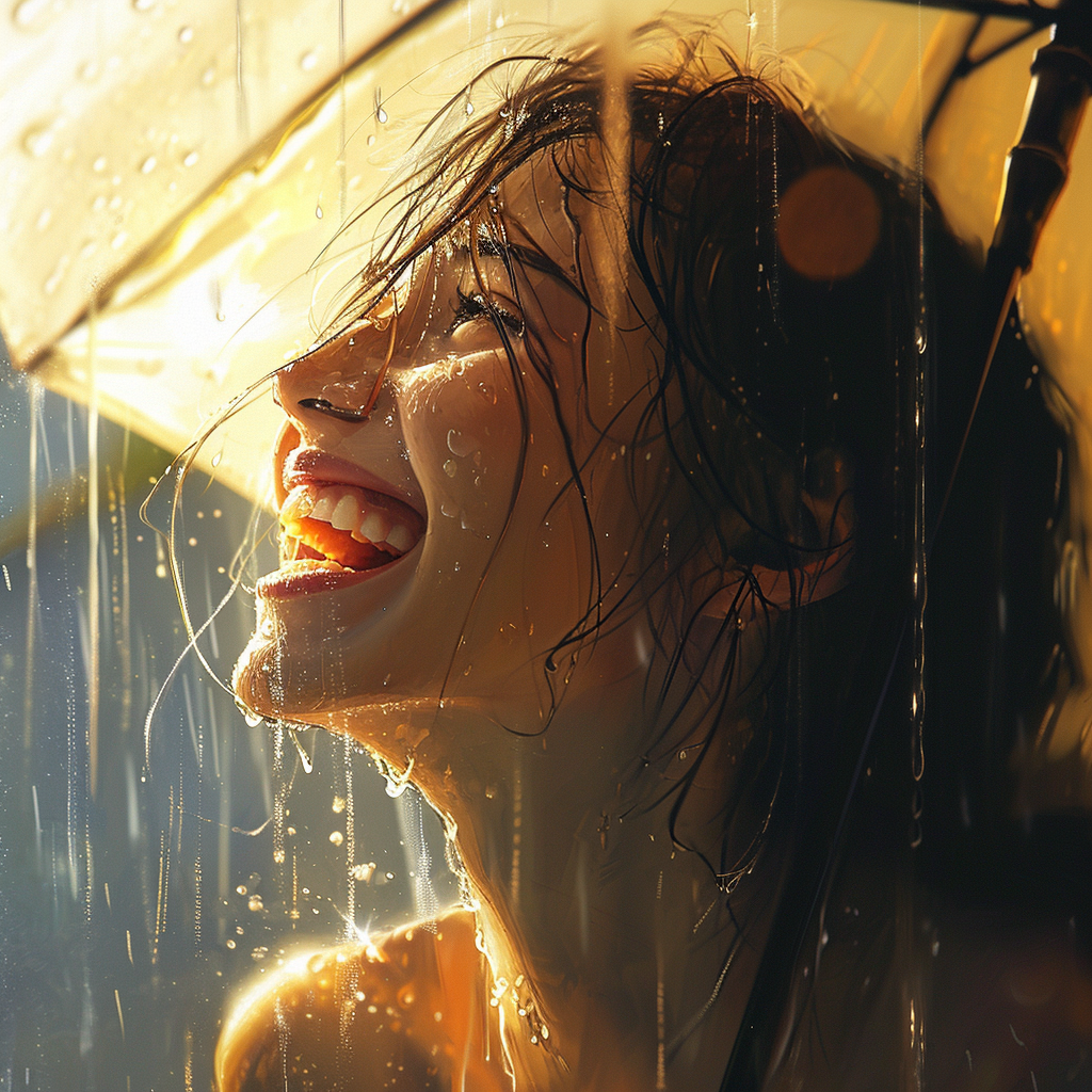 Image of a Beautiful Girl Laughing in the Sun