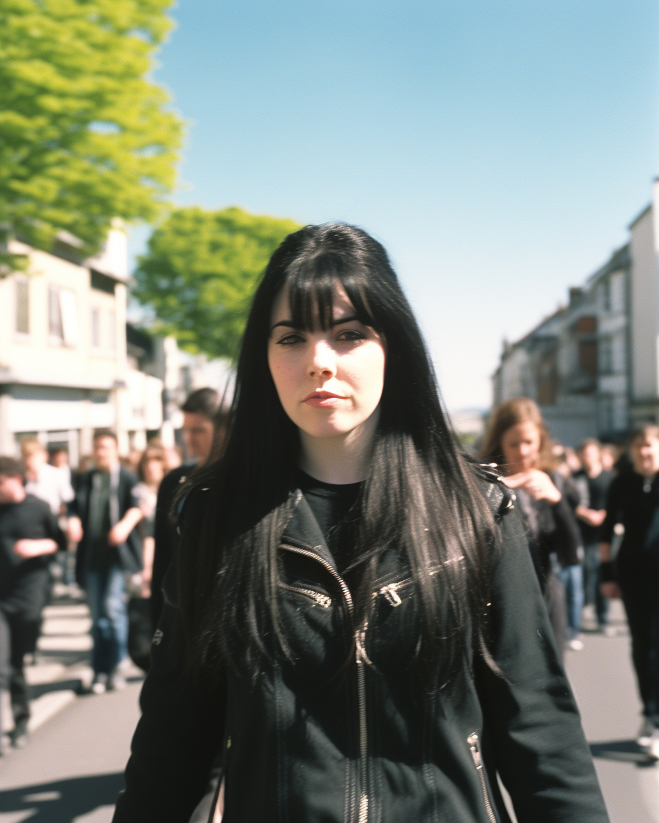 Portrait of a Beautiful Woman with Long Black Hair