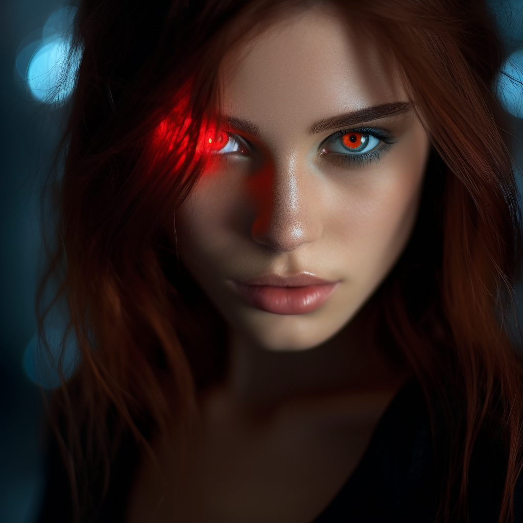 Beautiful girl with captivating red eyes