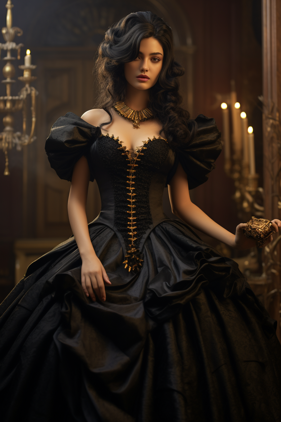 Elegant girl in Victorian black dress