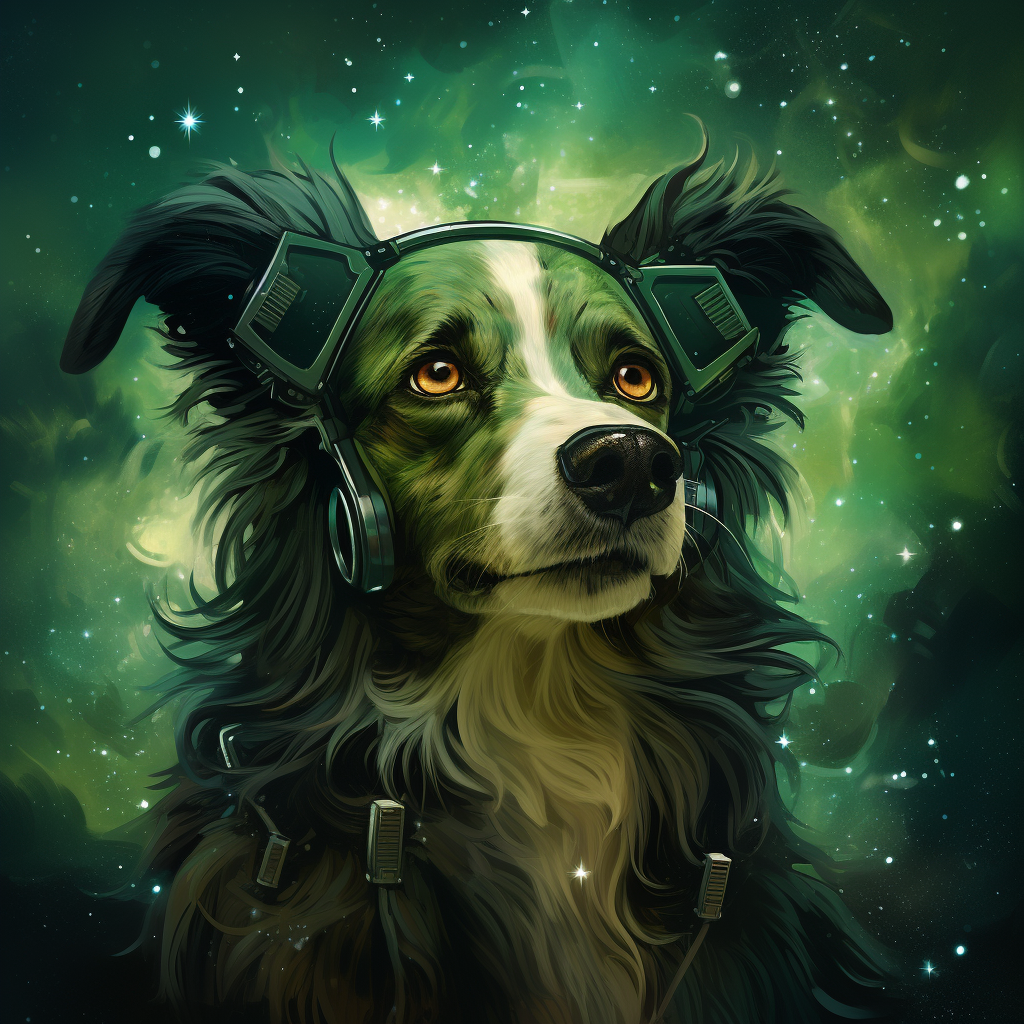 Beautiful green astro dog photo