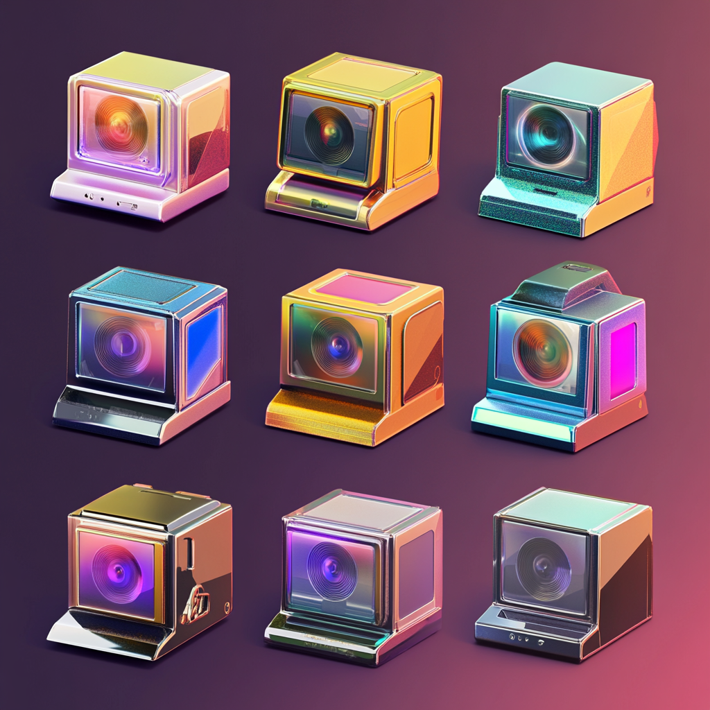 beautiful high resolution Polaroid icons with crystal texture