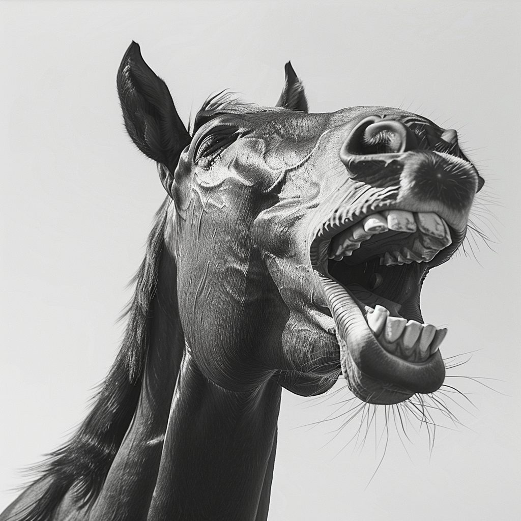 realistic horse laughing drawing