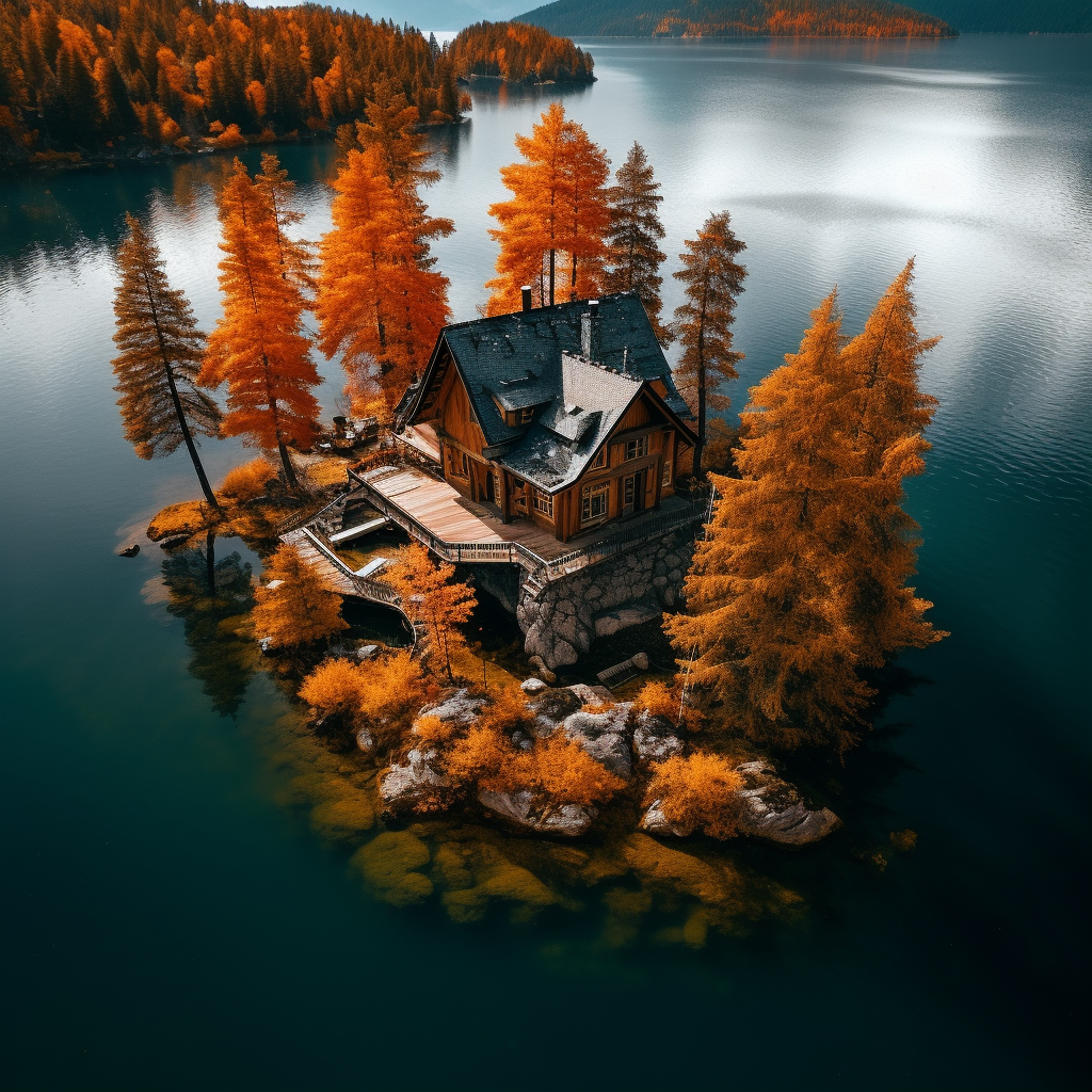 Beautiful house off the grid with lake, mountains, and autumn colors