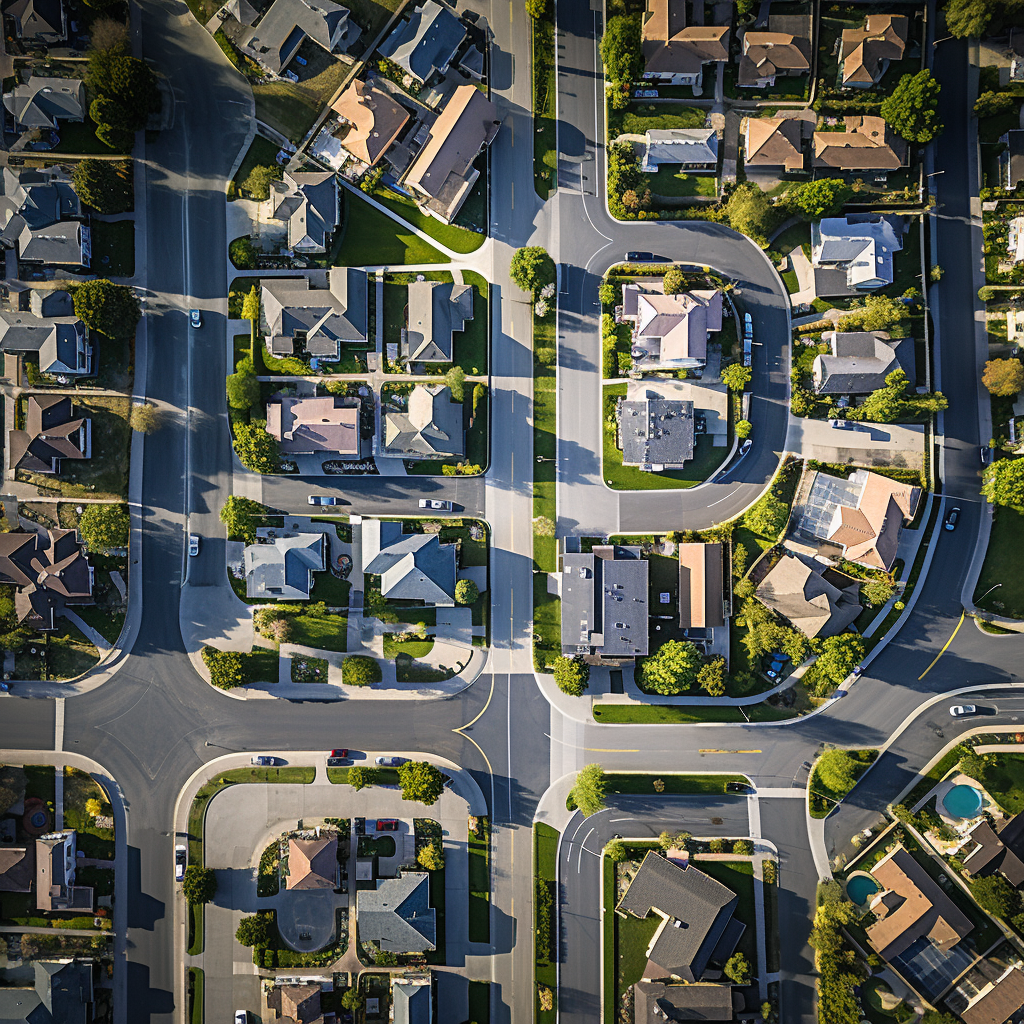 Aerial View of Beautiful Housing Community