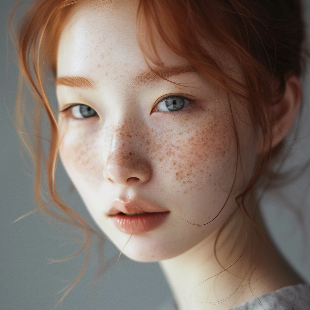 Beautiful Japanese Woman with Freckles