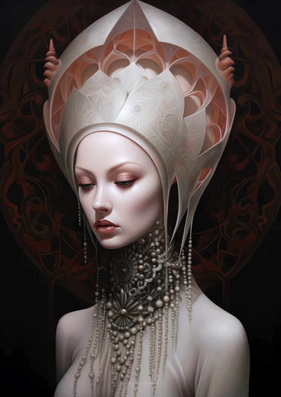 Elegant Lady with Porous Fractal Lattice Shell