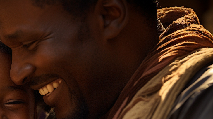 Little girl playing with her dad from Niger