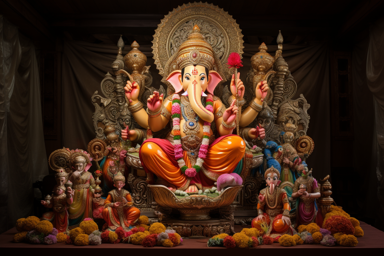 Lord Ganesh with Family Blessings