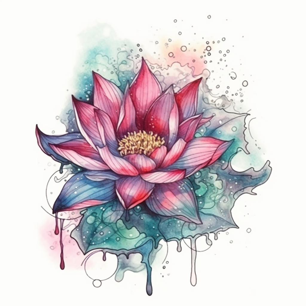 Lotus tattoo design in color