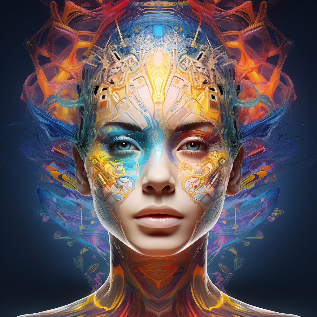 Beautiful meditation AI colorful face