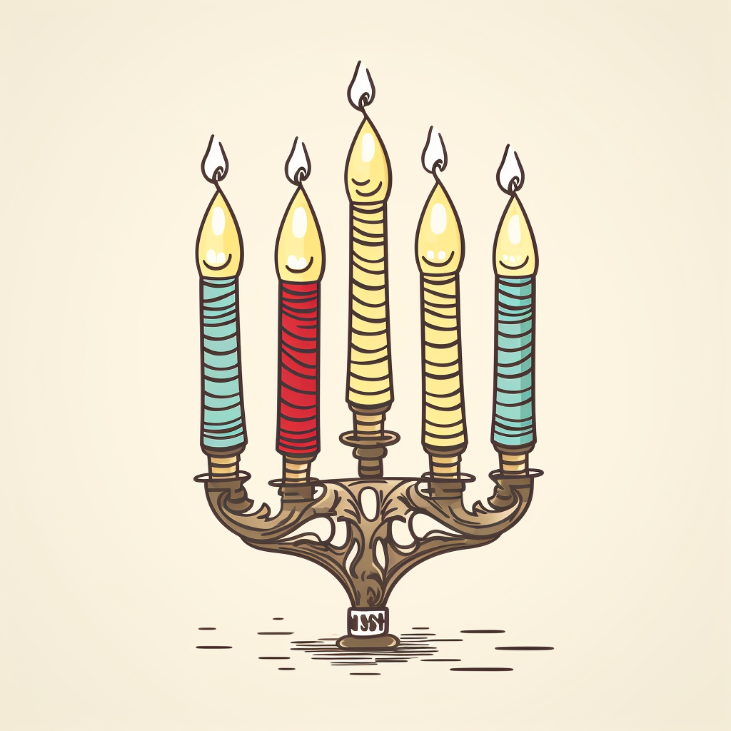 menorah with candles on white background