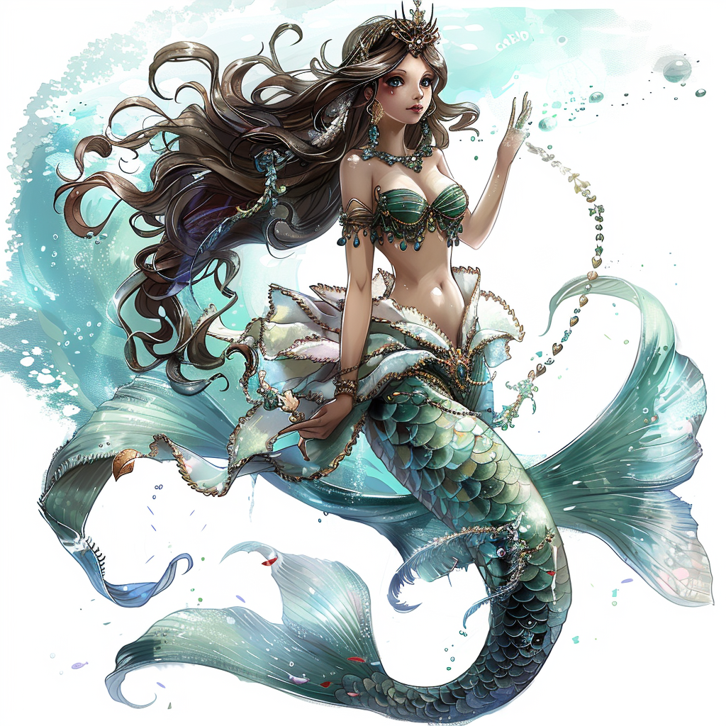 Mermaid character sheet on white background