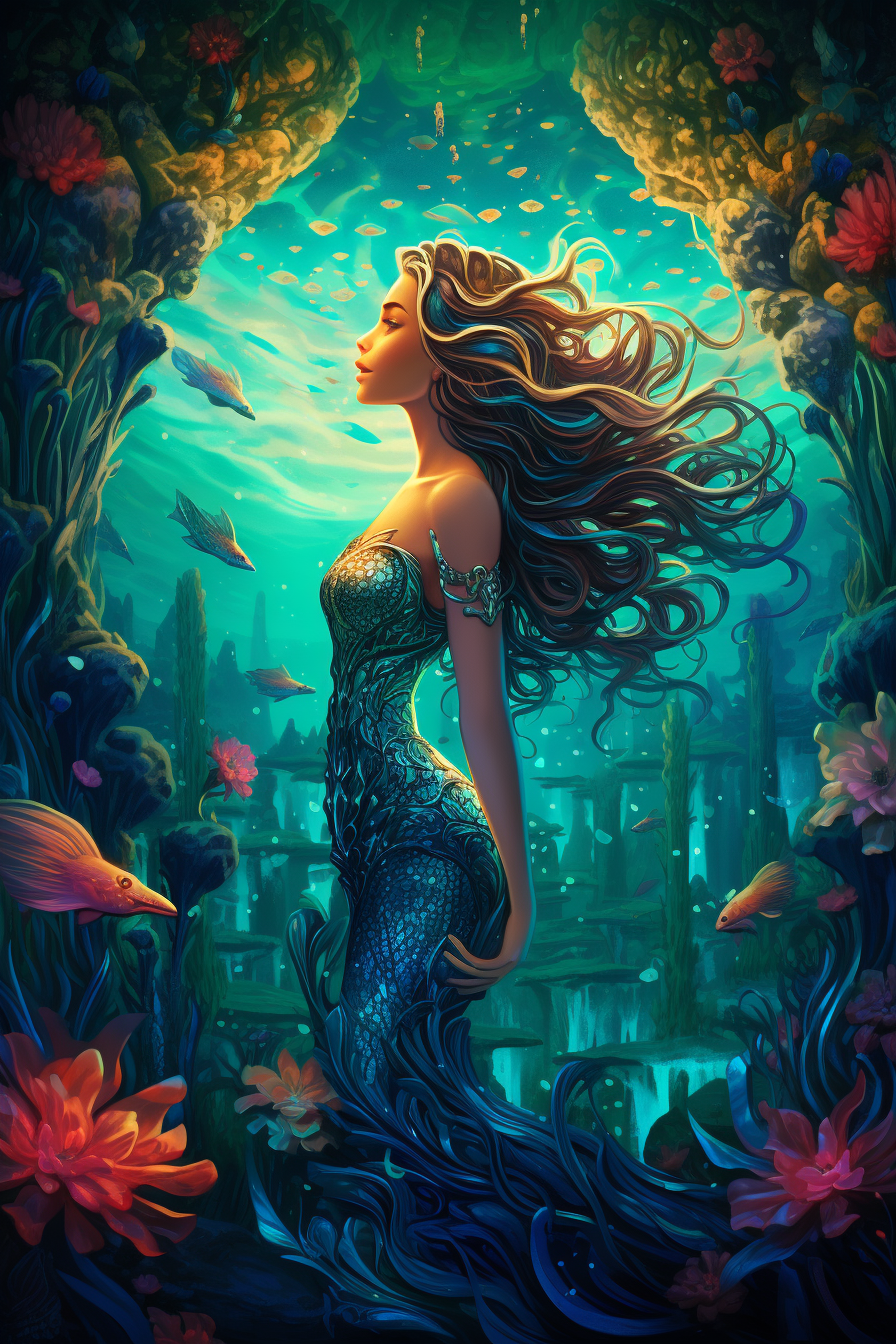 Vibrant Mermaid Painting Illustration