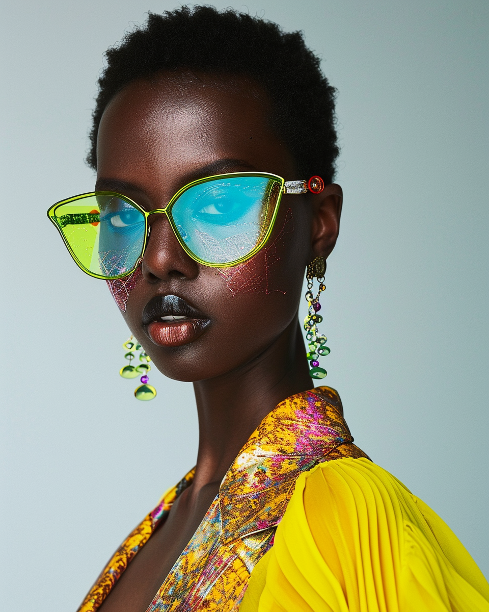 Beautiful model with colorful accessories