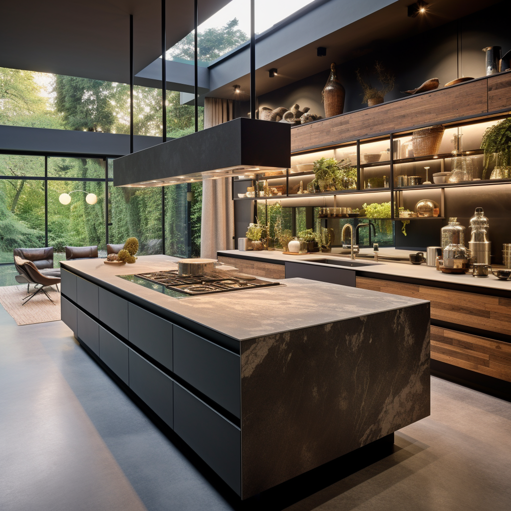 Beautiful modern kitchen with organic industrial style