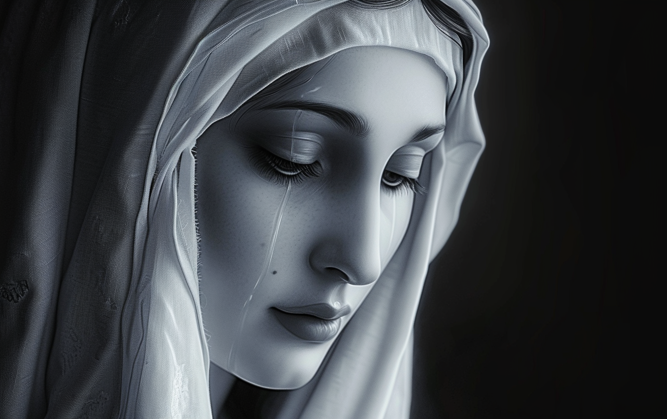 Beautiful Mother Mary Realistic High Contrast