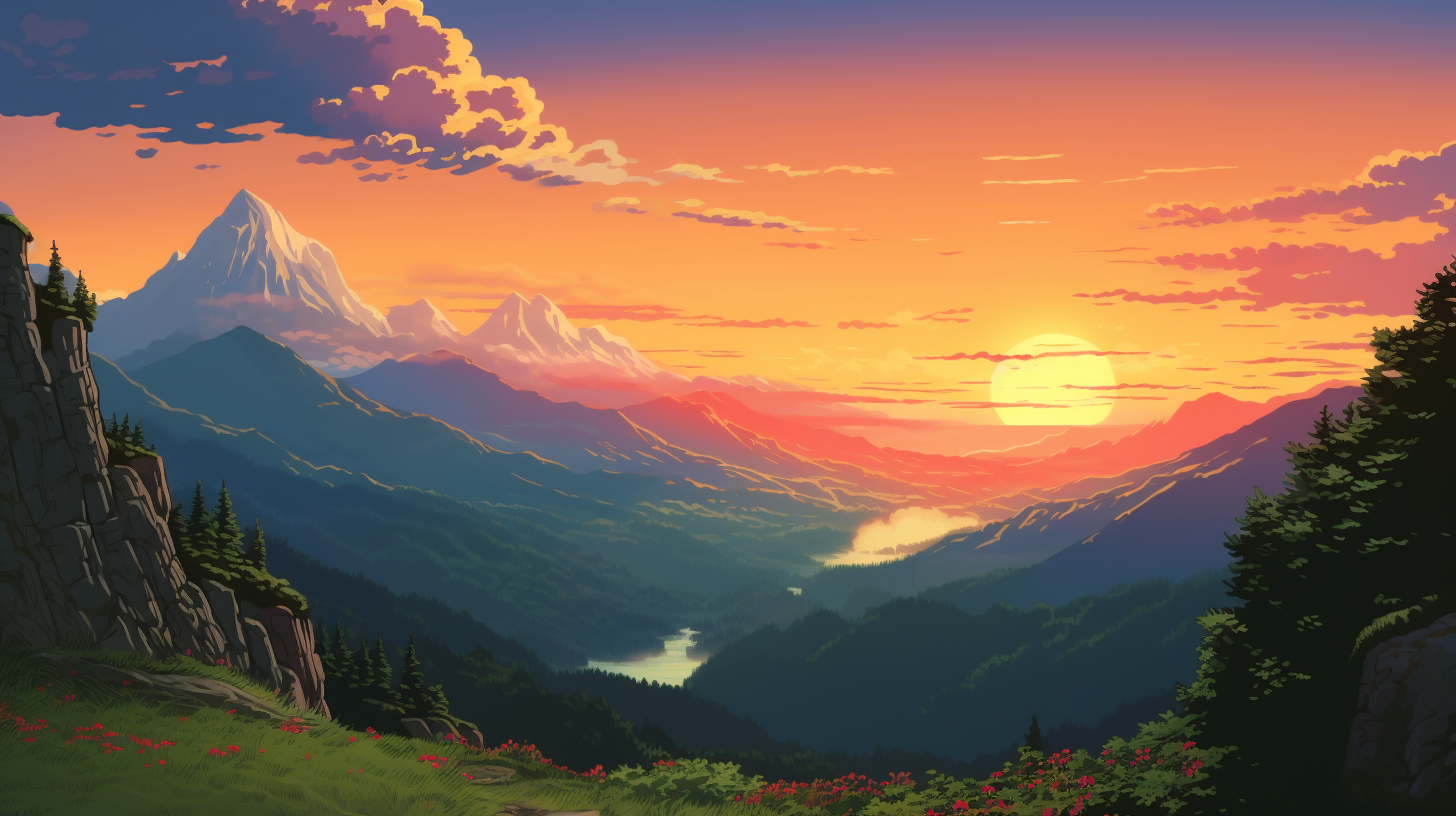 Majestic mountain scenery at sunrise