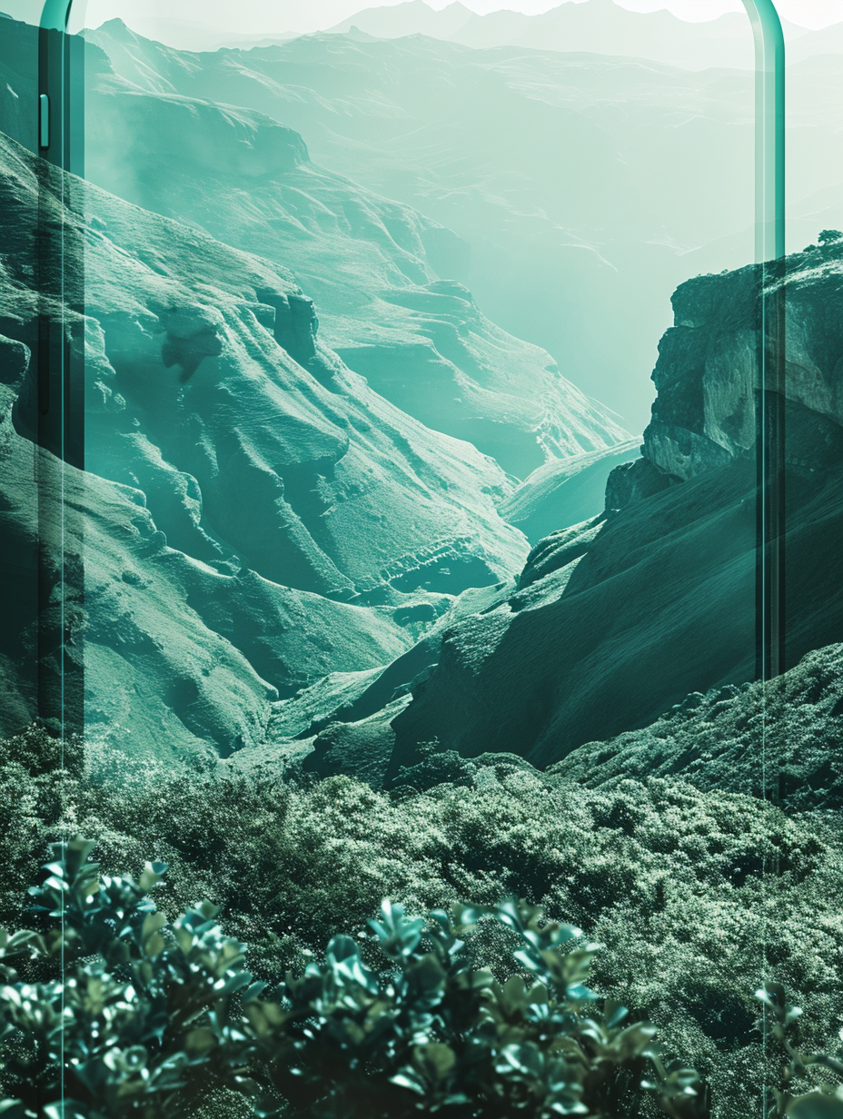 Negative image of a beautiful green mountainside