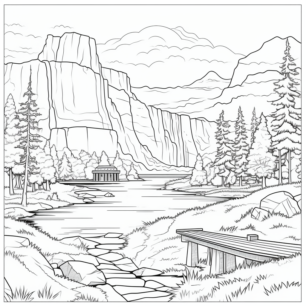 beautiful nation park landscapes cartoon sketch