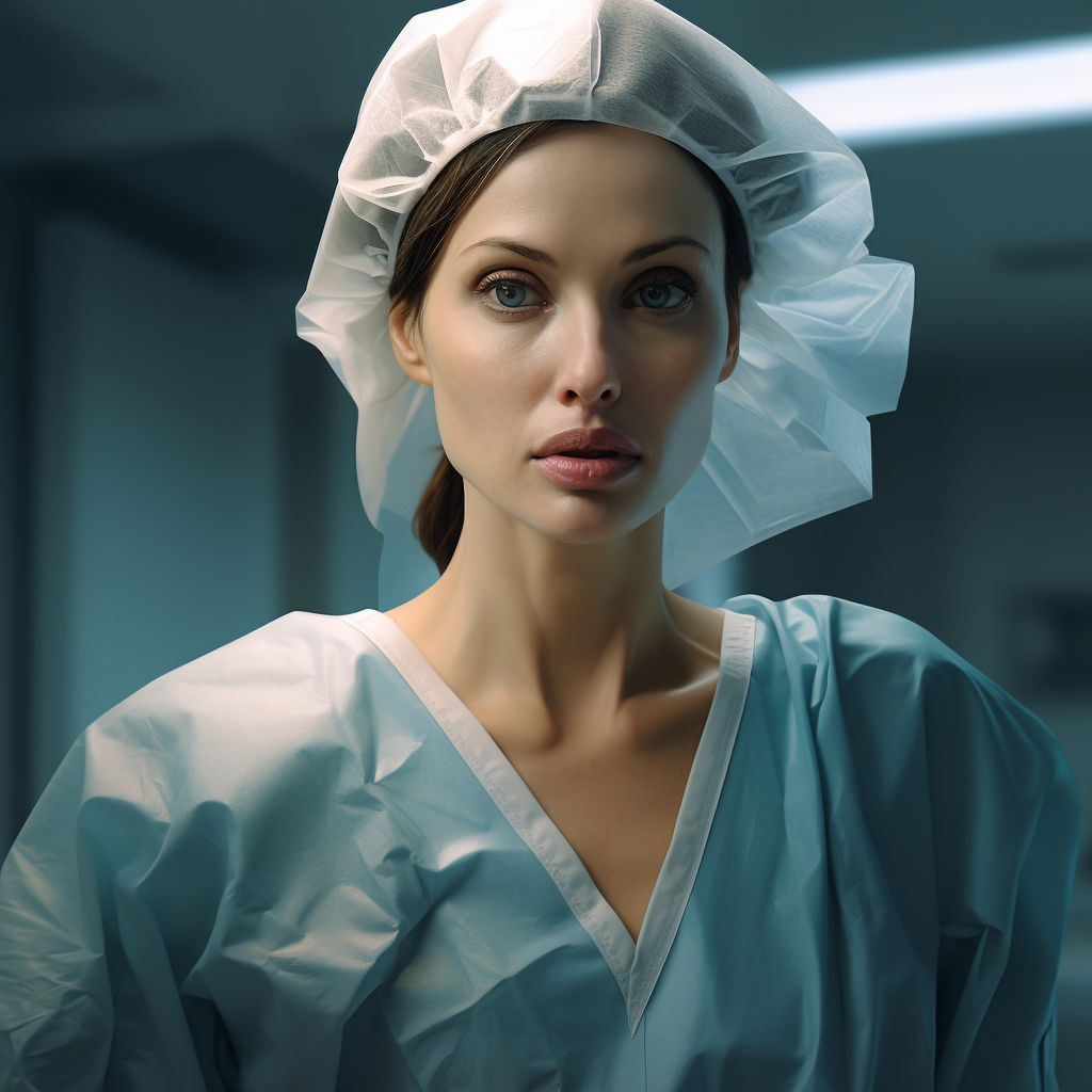 Angelina Jolie as nurse in hospital