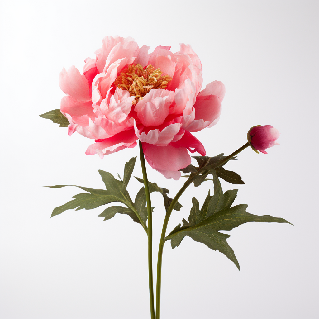 Gorgeous Paeonia Flowers on White Background