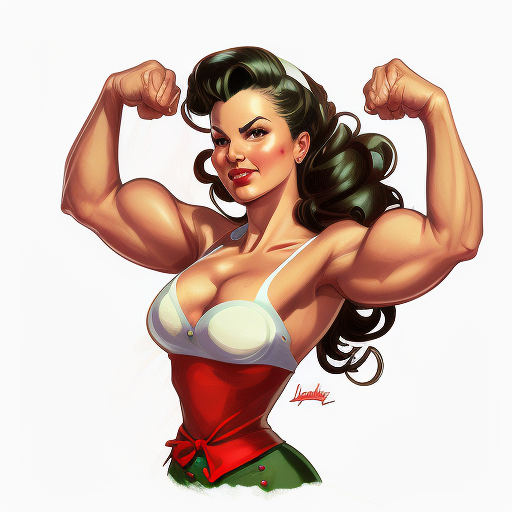 Beautiful muscular pin up girl flexing