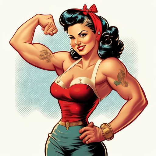 Muscle girl flexing biceps