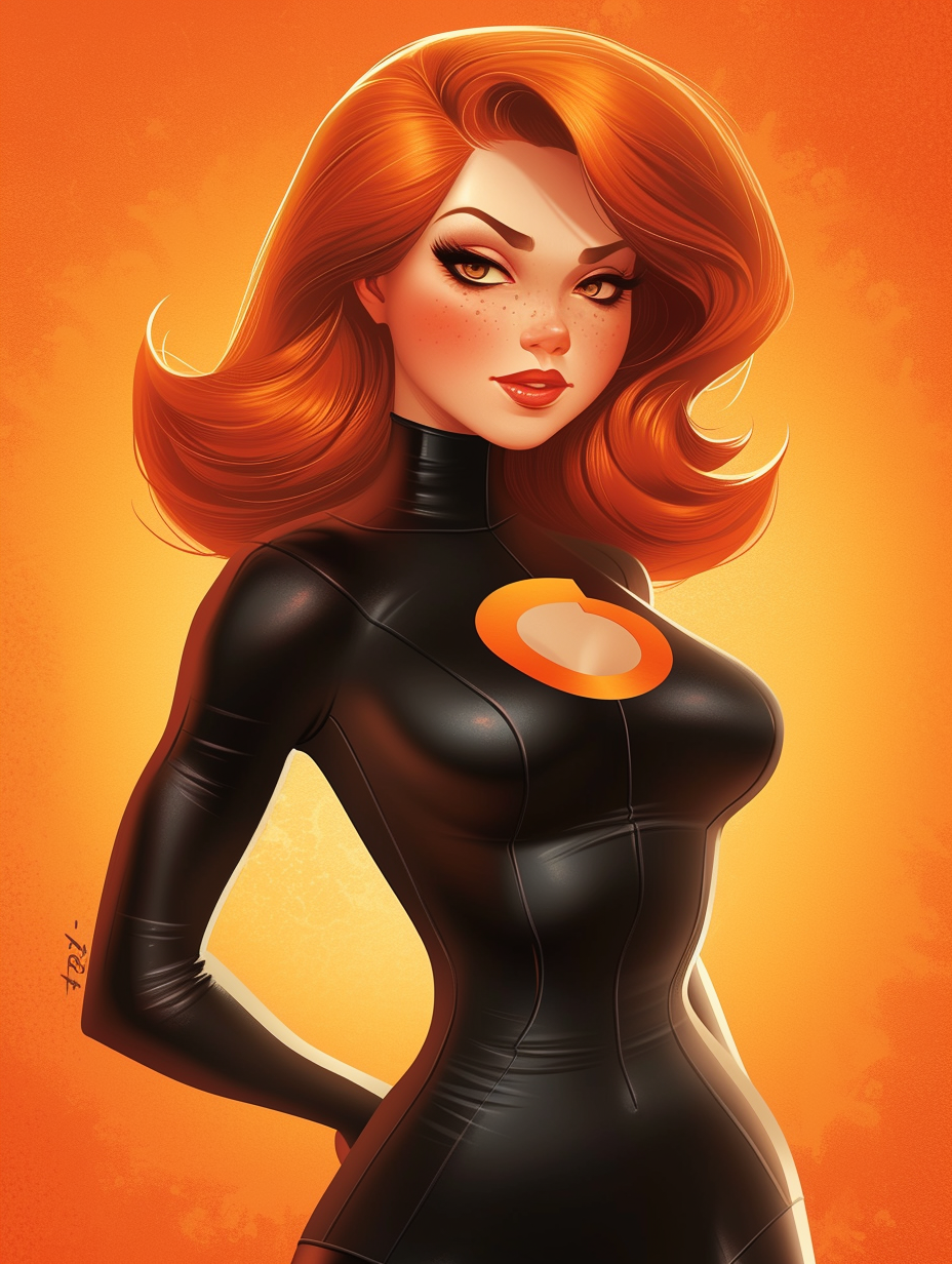 Beautiful Redhead Woman as Mrs Incredible Full Body