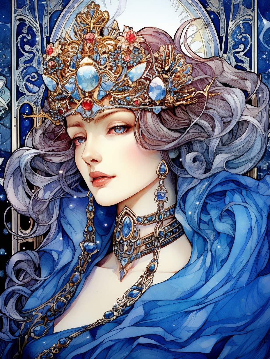 Intricate Sapphire Crown Art Nouveau