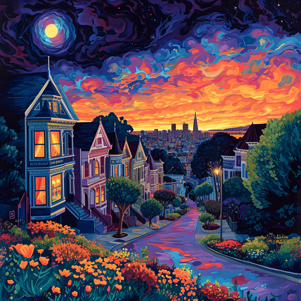 san-francisco-beautiful-scene-painted-ladies-psychedelic