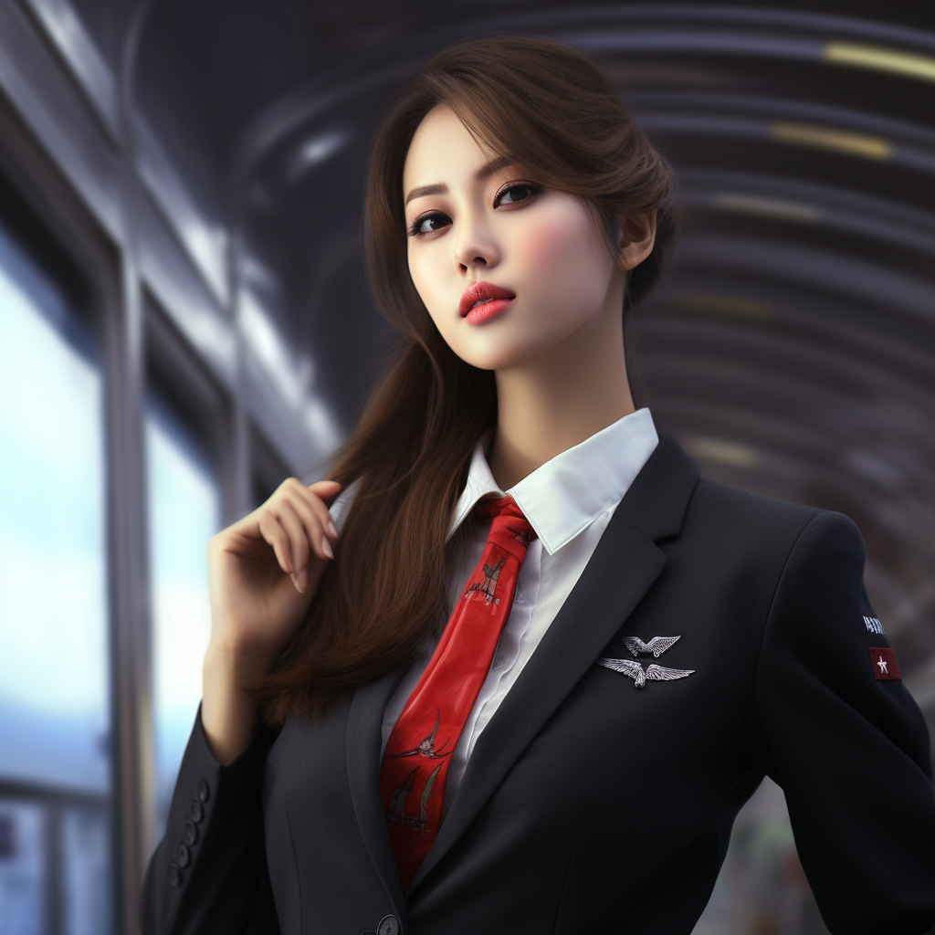 Beautiful stewardess posing for the camera