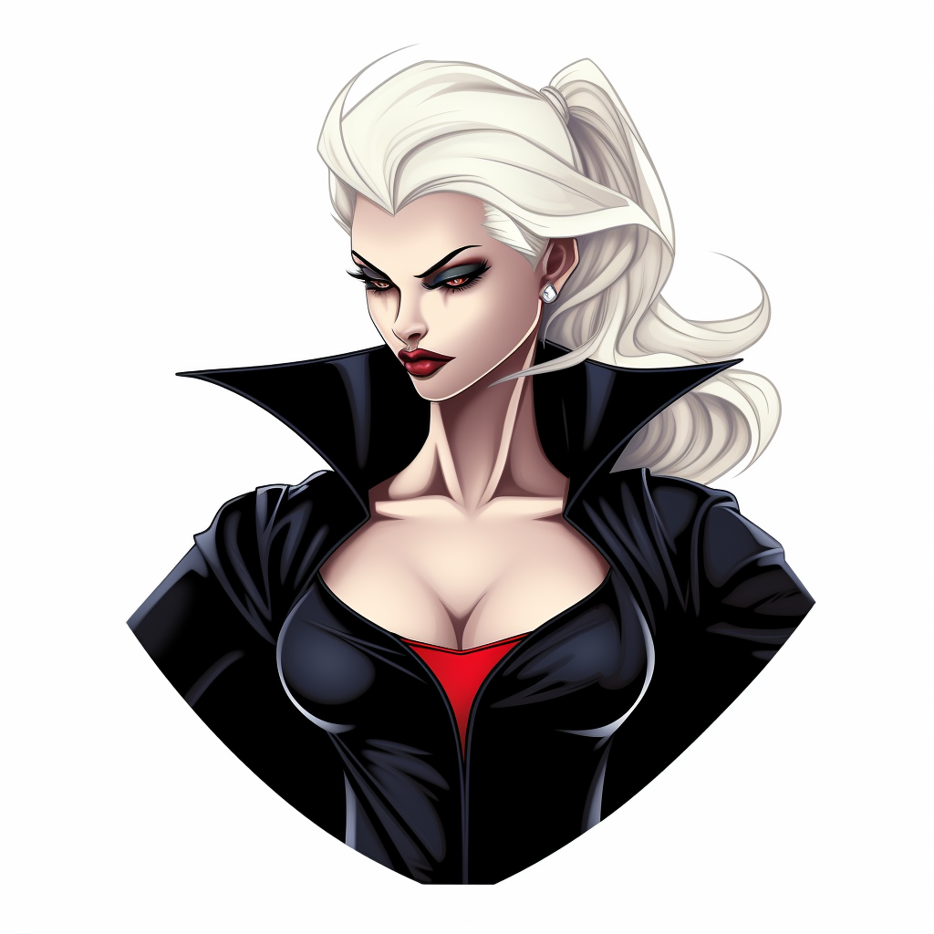 Comic-style vampire girl logo