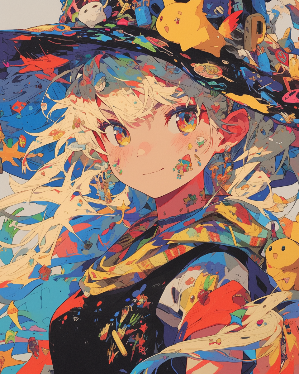 Cute Colorful Anime Witch Art