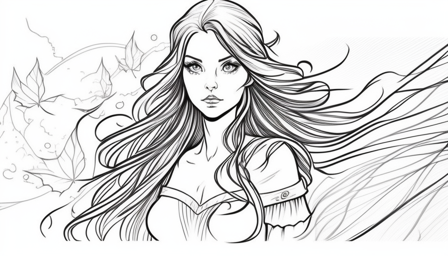 Image of a Beautiful Witch with Long Flowing Hair