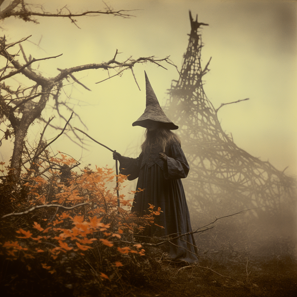 Beautiful Witch in Misty Woods