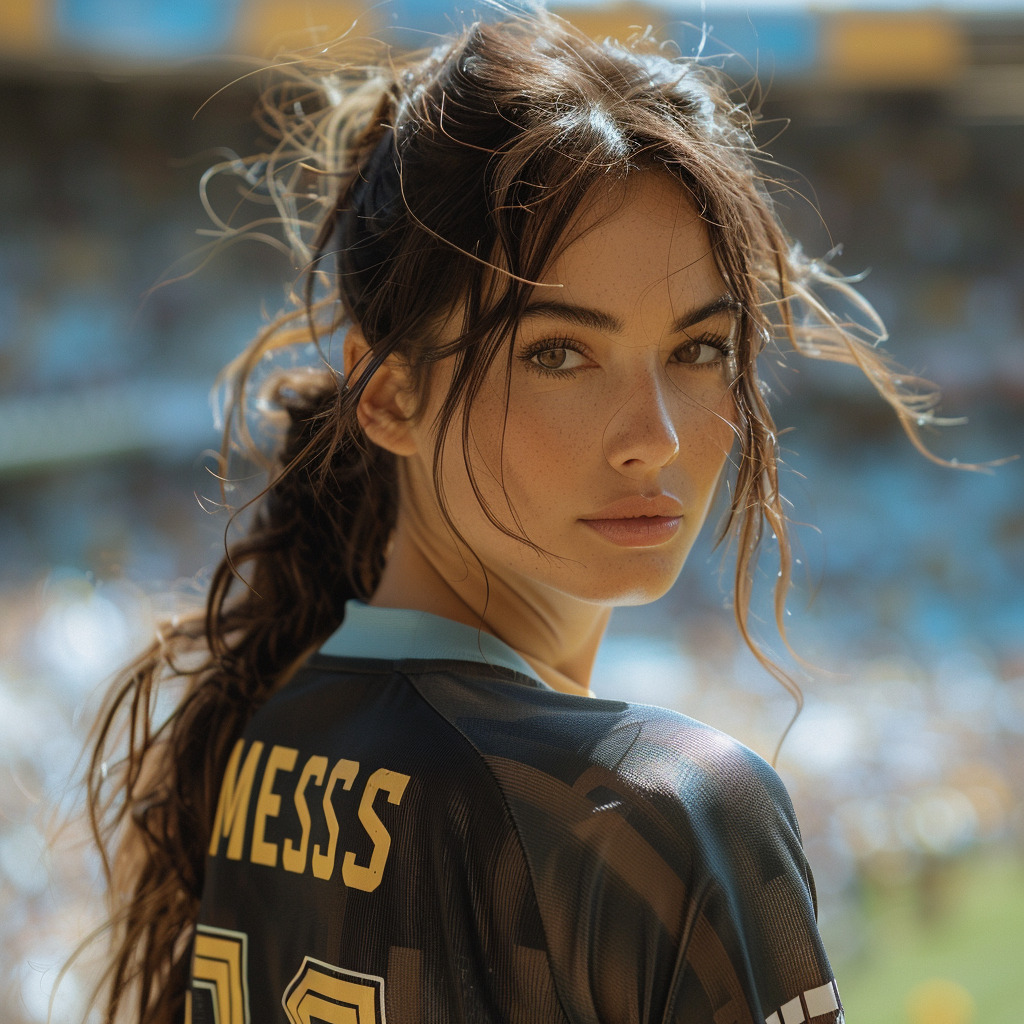 Woman in Argentina Football Kit