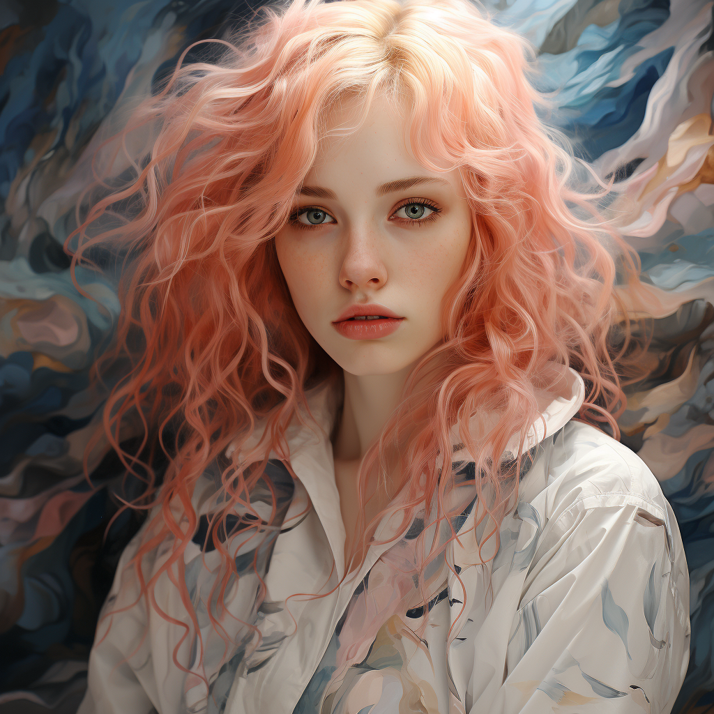 Stunning woman with blue eyes and pastel pink hair