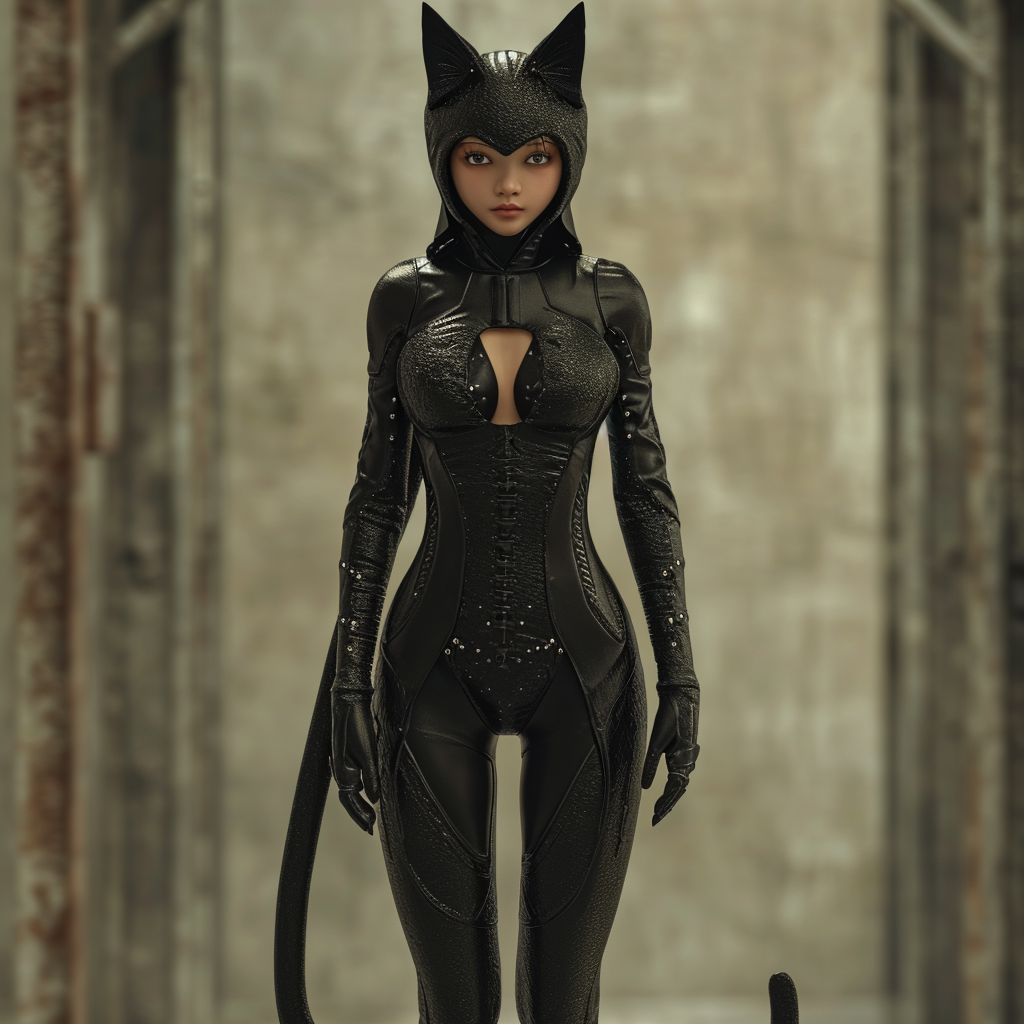 Woman with Cat Fur Catsuit