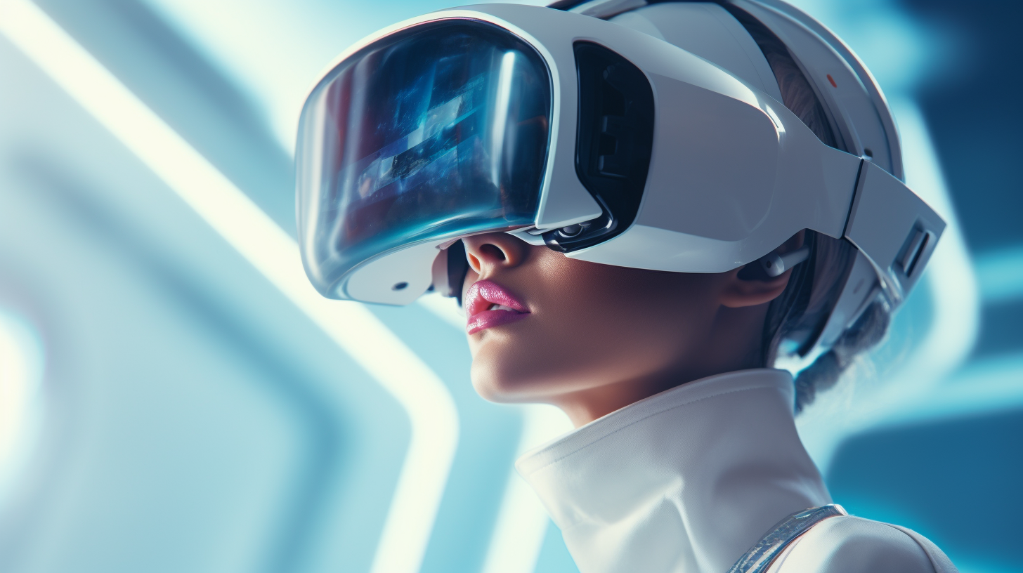 Stylish woman with VR goggles