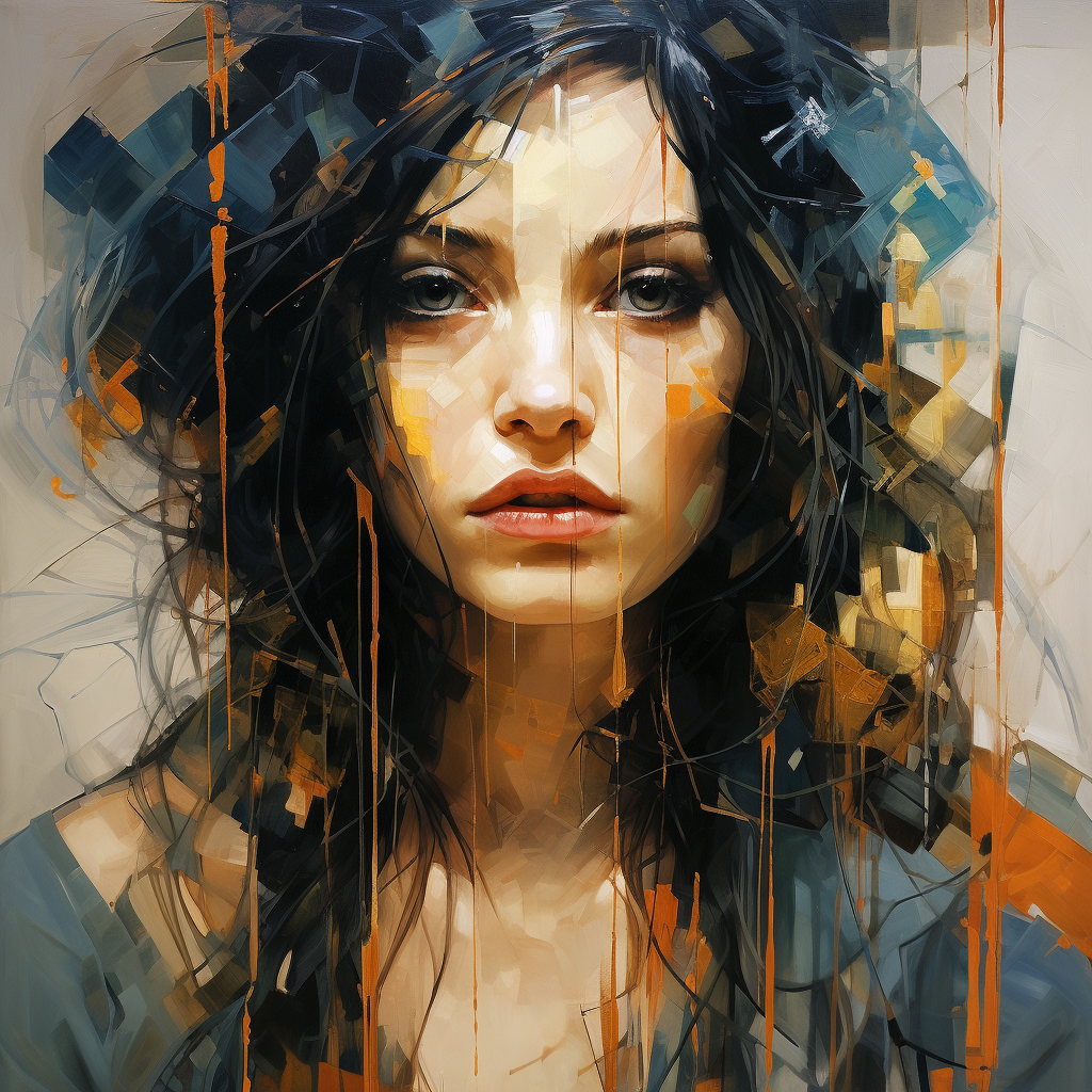 Artistic portrait painting of beautiful woman