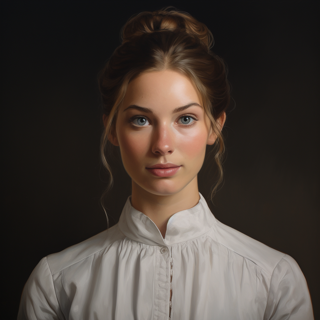 Elegant woman in maid's outfit with bun hairstyle