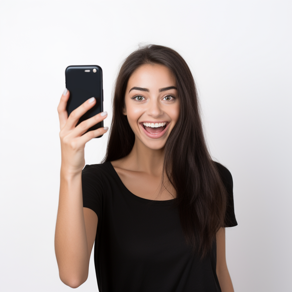 Smiling woman taking a selfie with her mobile phone