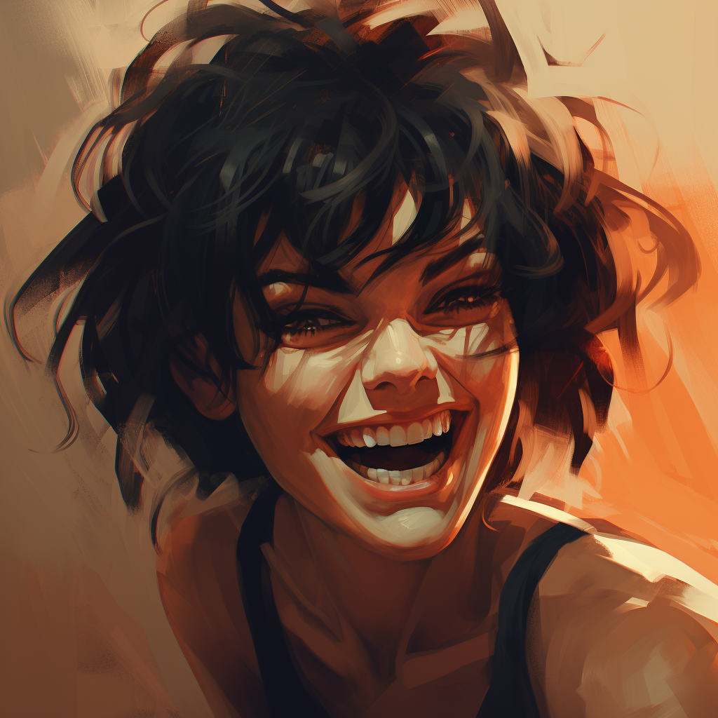 Beautiful woman with sharp fangs smiling mysteriously