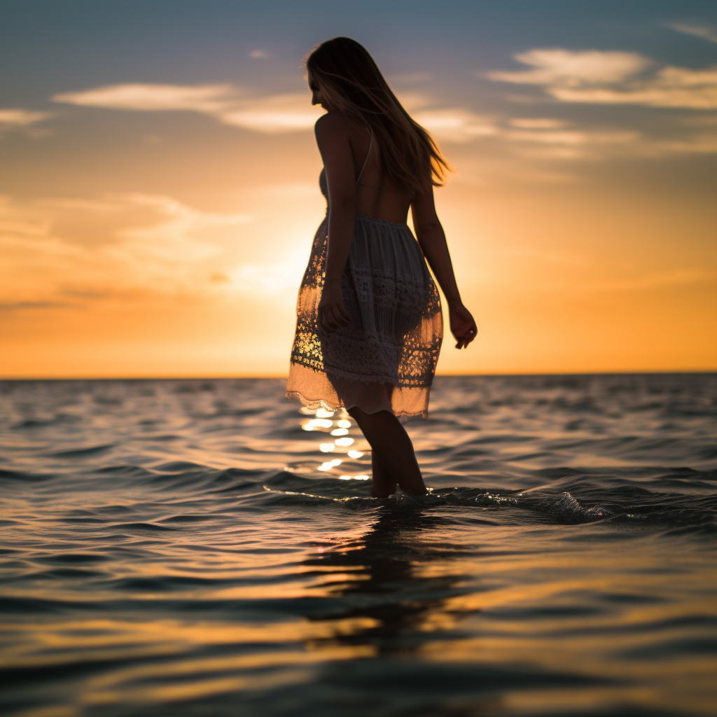 Women in Ocean Sunset