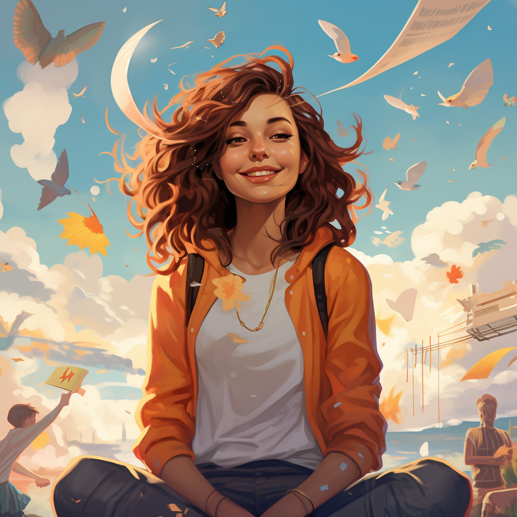 Illustration of a Happy Teen Girl