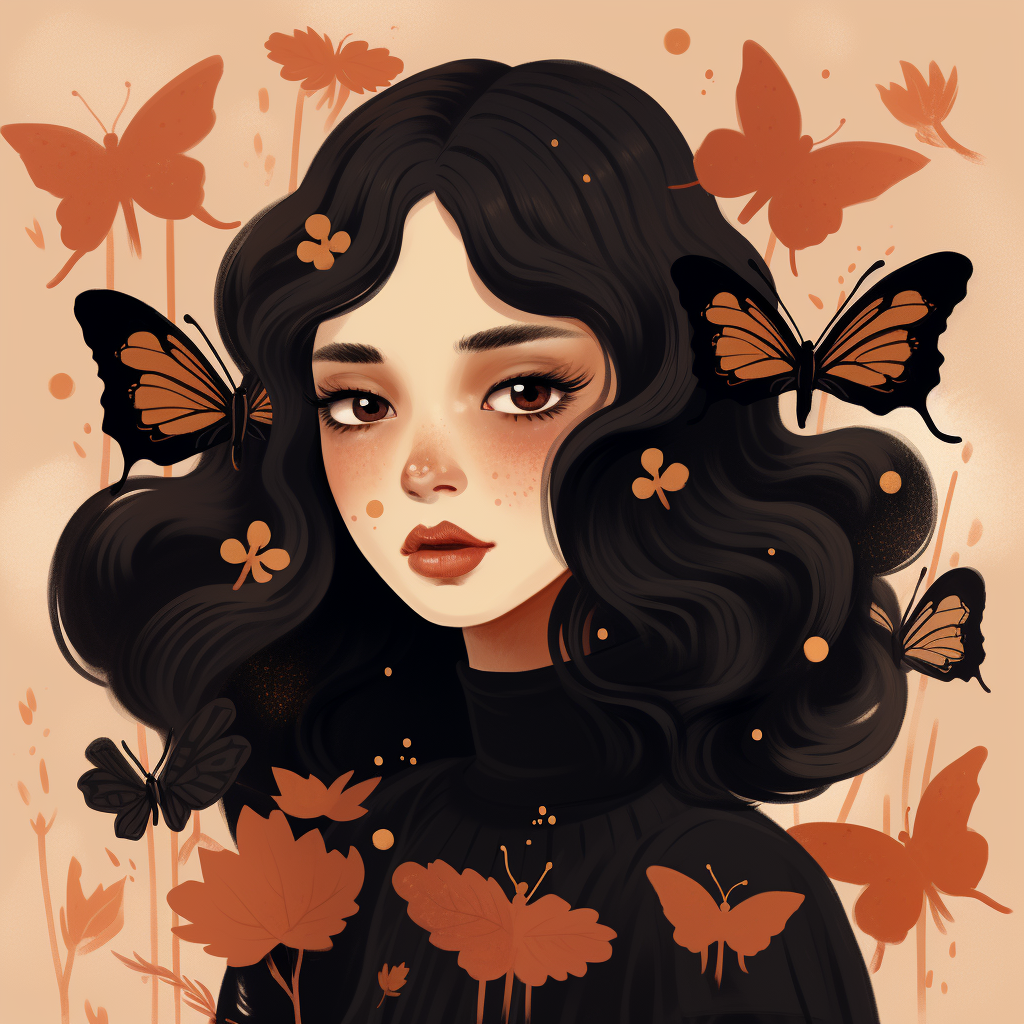 Illustration of beautiful moth woman