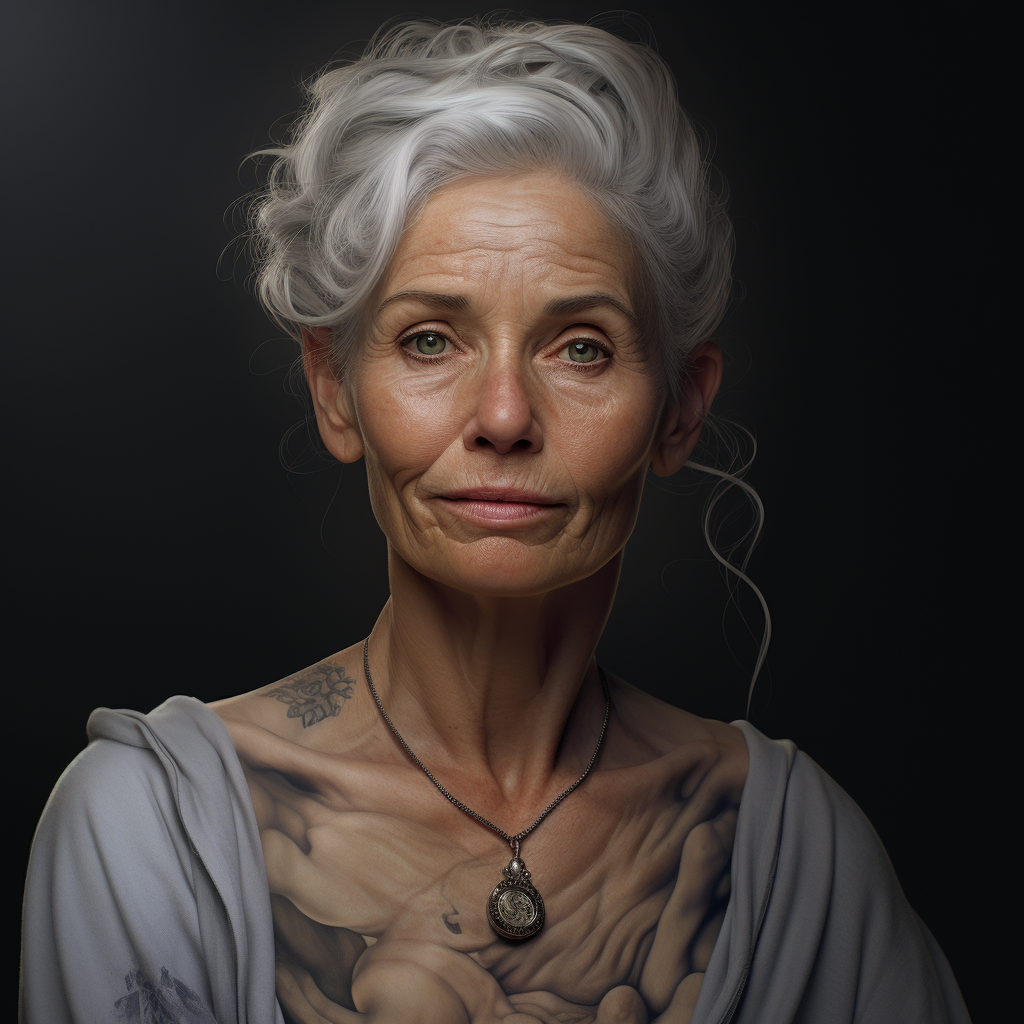 Elegant old woman with blue eyes and gray hair