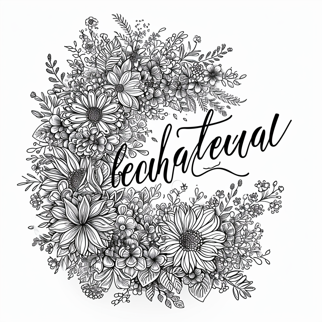 Black and white vector illustration of beautiful typeface