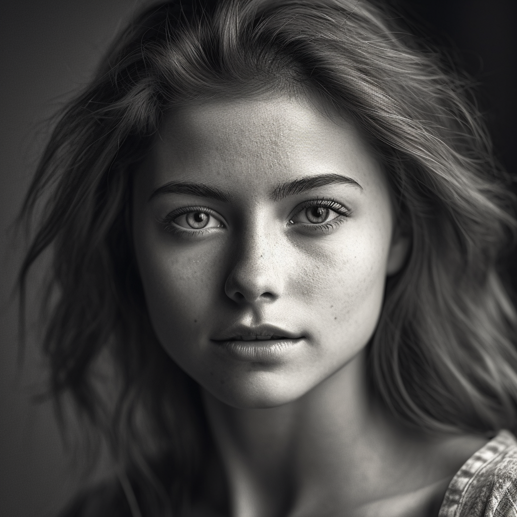 Stunning monochrome portrait of a beautiful woman